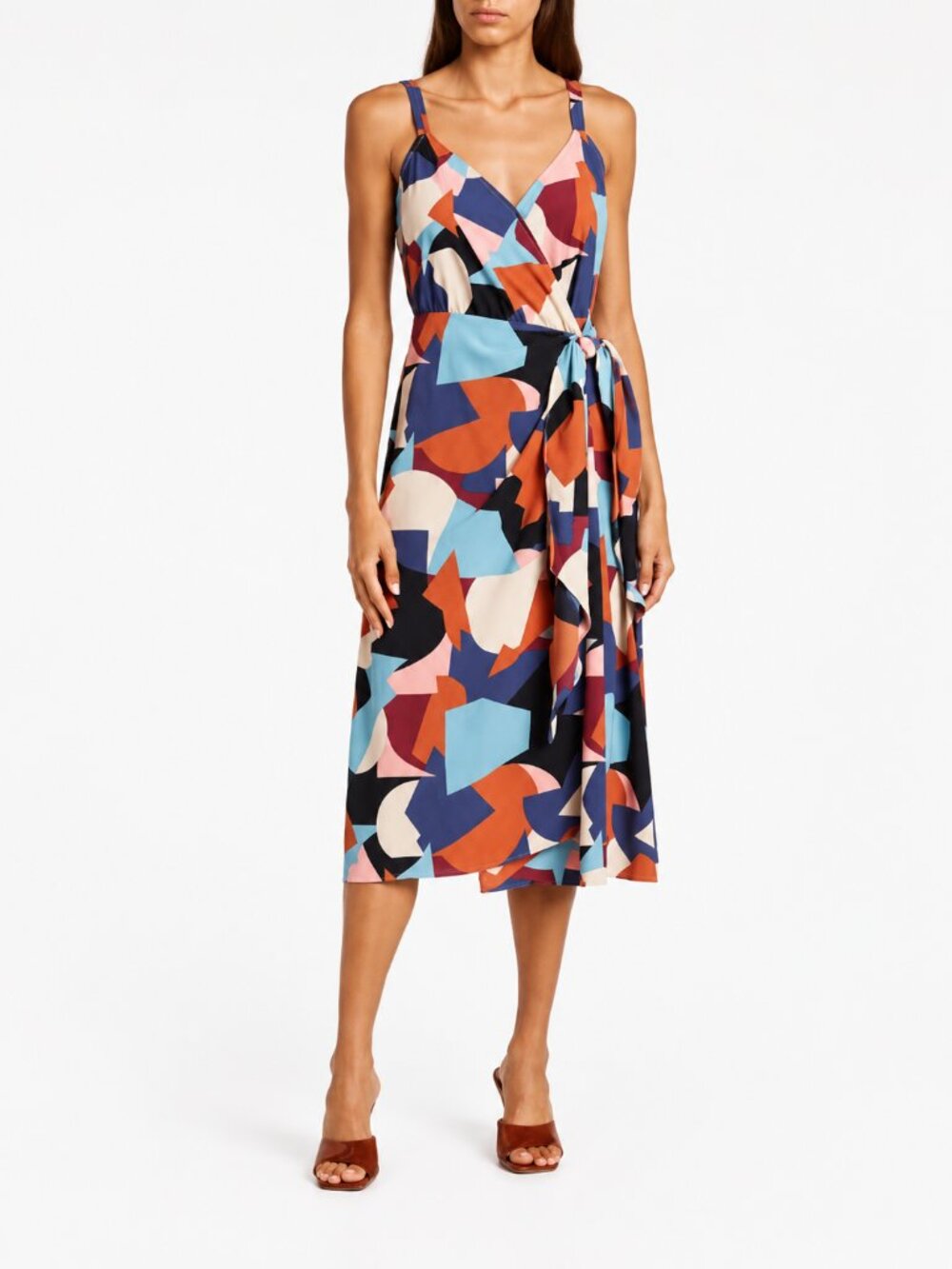 LUSH Rust Plum Geo Print Wrap Dress Medium Long Sleeve NWT DR97346-003